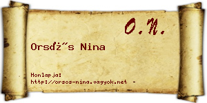 Orsós Nina névjegykártya